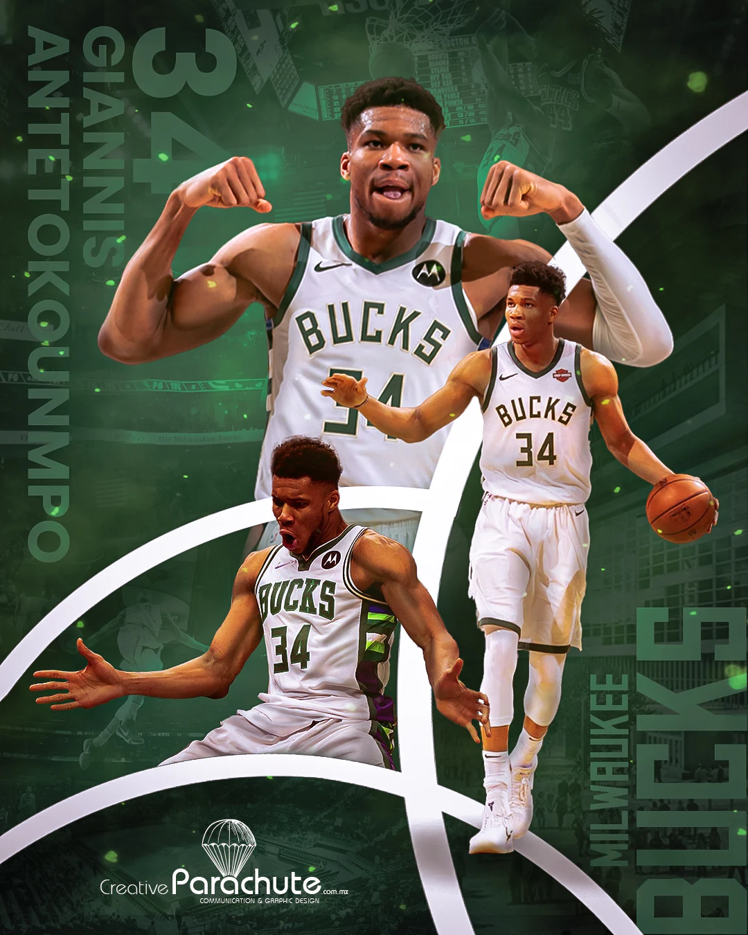 Editorial basketball poster featuring Giannis Antetokounmpo